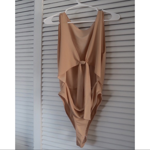 Nude thong bodysuit open back-tie PLT - Picture 2 of 6